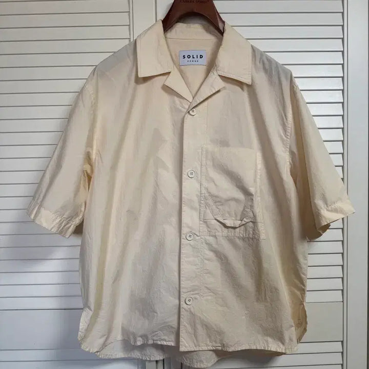 [BUNJANG] Solid Homme Ivory Poplin Short Sleeve Shirt / 23SS 솔리드옴므 반팔 셔츠 아이보리 오버핏 48