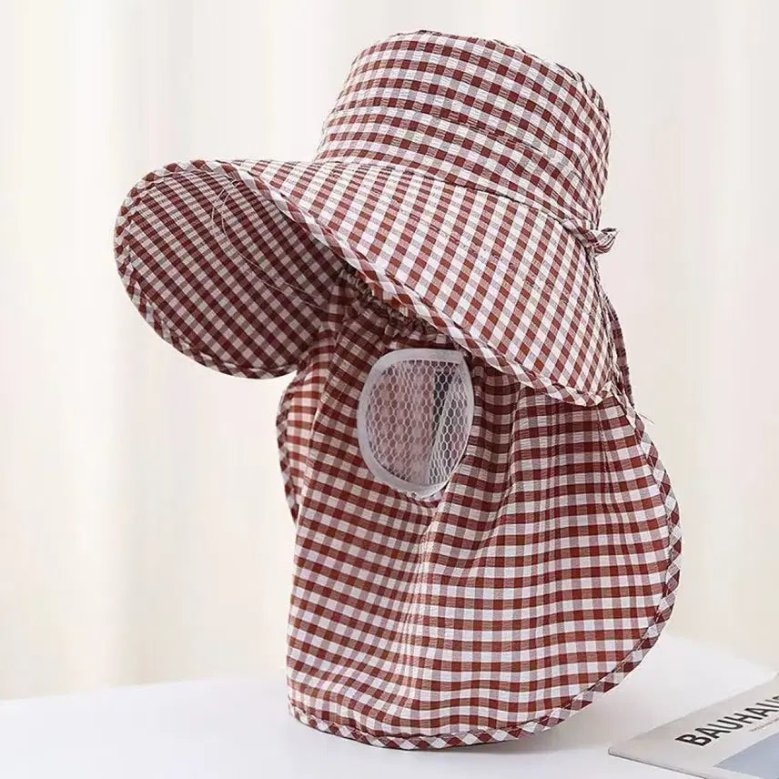 [BUNJANG] Checkered Sun Protection Farming Hat / 자외선차단 농사모자