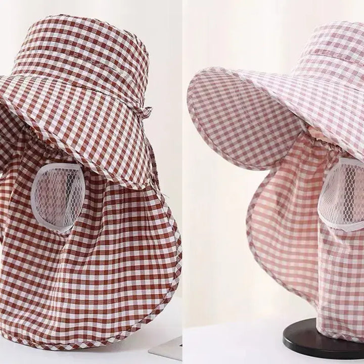 [BUNJANG] Checkered Sun Protection Farming Hat / 자외선차단 농사모자
