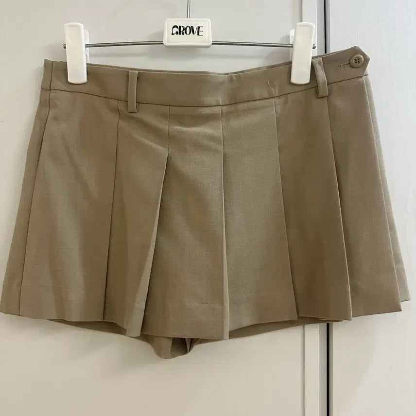 [BUNJANG] Grove Pleated Pants Skirt Beige / 그로브 팬츠 스커트 베이지