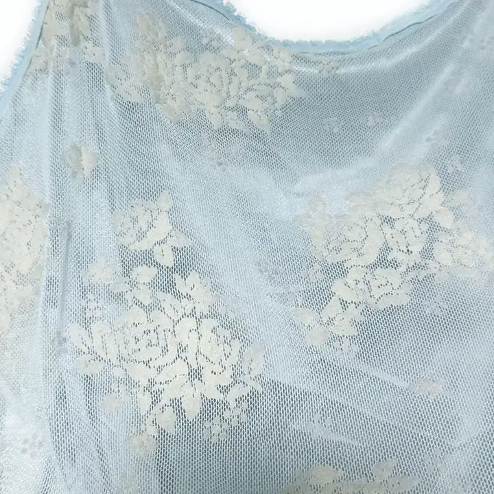 [SOLD OUT] 일본빈티지 벨벳플라워 이중망사레이스끈나시티 모리걸하구미룩갸루y2k 히피