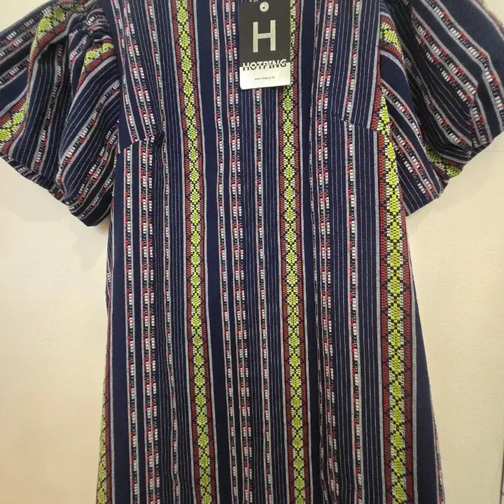 [BUNJANG] Hotping Pattern Puff Sleeve Dress (Size 2) / 핫핑 패턴 퍼프소매 원피스 2사이즈(새상품)