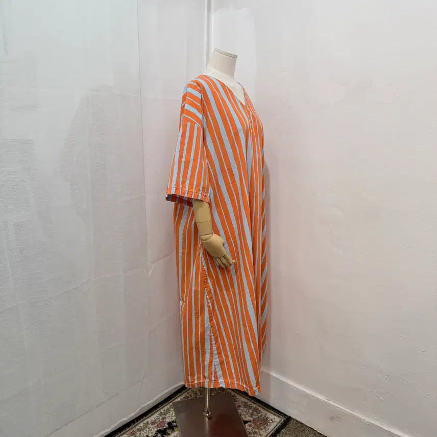 [BUNJANG] Uniqlo x Marimekko Striped Long Dress / (L)유니클로 마리메꼬 세로 스트라이프 롱원피스 오버핏 3544