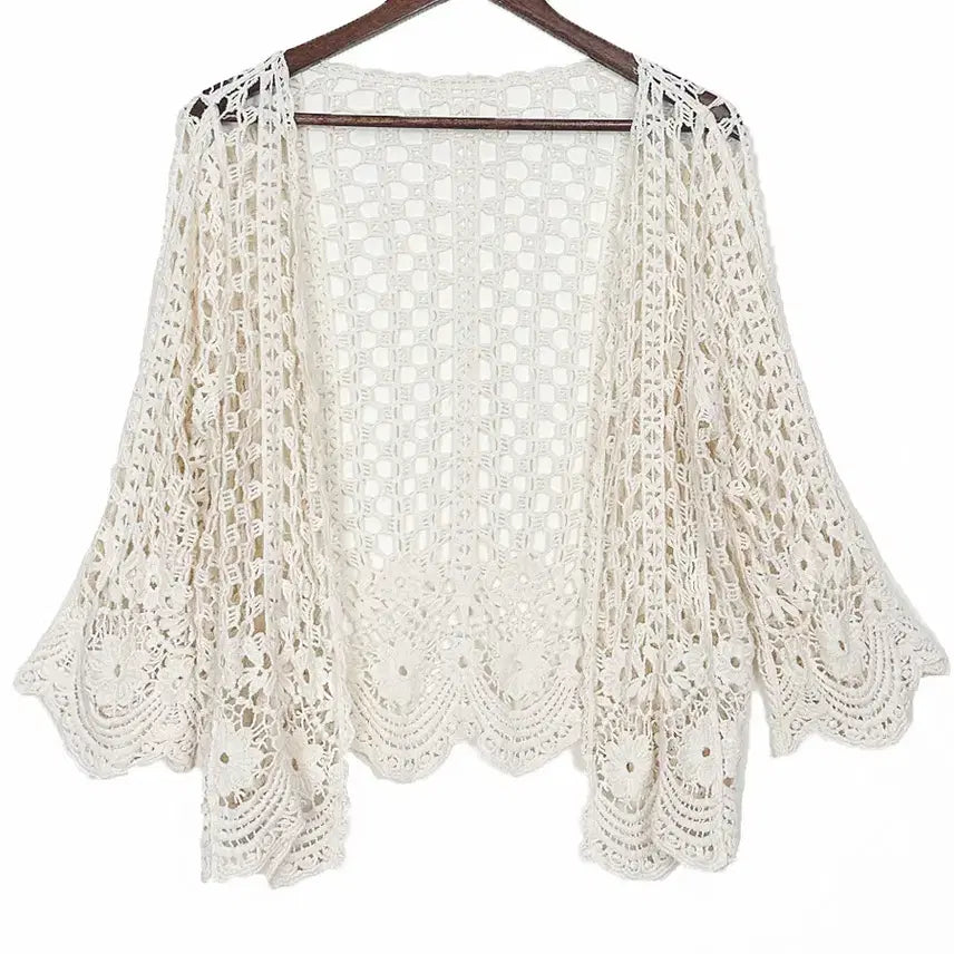 [BUNJANG] Vintage Floral Crochet Open Cardigan / 일본빈티지 꽃뜨개물결라인크로셰크로쉐오픈가디건 모리걸하구미룩갸루y2k 히피