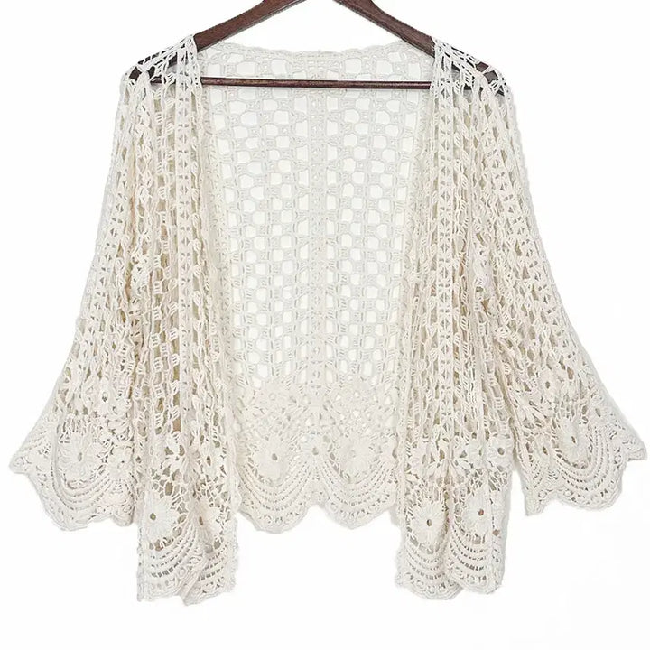 [BUNJANG] Vintage Floral Crochet Open Cardigan / 일본빈티지 꽃뜨개물결라인크로셰크로쉐오픈가디건 모리걸하구미룩갸루y2k 히피