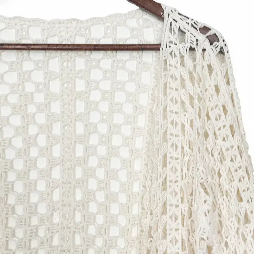 [BUNJANG] Vintage Floral Crochet Open Cardigan / 일본빈티지 꽃뜨개물결라인크로셰크로쉐오픈가디건 모리걸하구미룩갸루y2k 히피