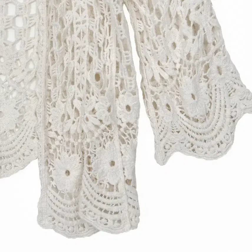 [BUNJANG] Vintage Floral Crochet Open Cardigan / 일본빈티지 꽃뜨개물결라인크로셰크로쉐오픈가디건 모리걸하구미룩갸루y2k 히피