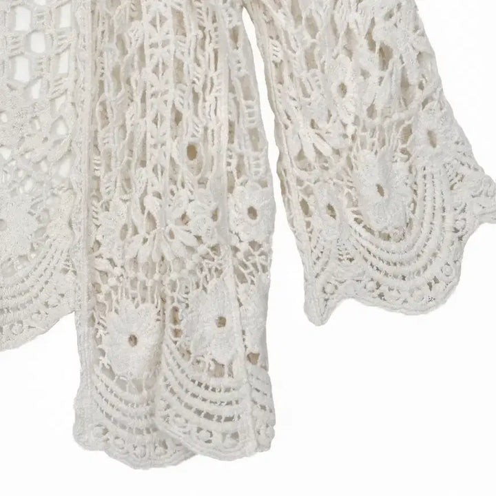 [BUNJANG] Vintage Floral Crochet Open Cardigan / 일본빈티지 꽃뜨개물결라인크로셰크로쉐오픈가디건 모리걸하구미룩갸루y2k 히피