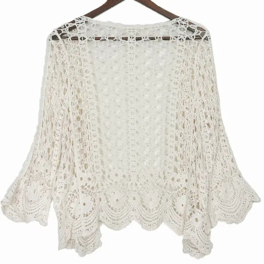 [BUNJANG] Vintage Floral Crochet Open Cardigan / 일본빈티지 꽃뜨개물결라인크로셰크로쉐오픈가디건 모리걸하구미룩갸루y2k 히피