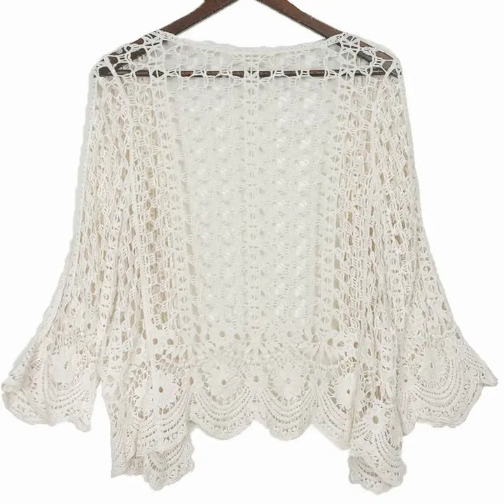 [BUNJANG] Vintage Floral Crochet Open Cardigan / 일본빈티지 꽃뜨개물결라인크로셰크로쉐오픈가디건 모리걸하구미룩갸루y2k 히피