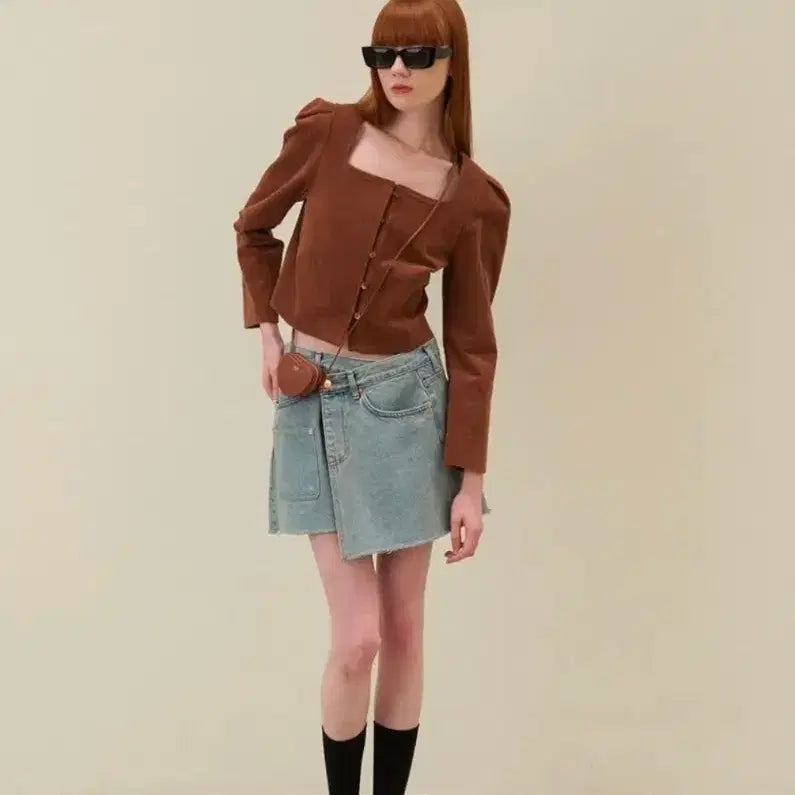 [BUNJANG] Maron Edition Corduroy Blouse (Brown, Free Size) / 마론에디션 코듀로이 블라우스(브라운/Free)