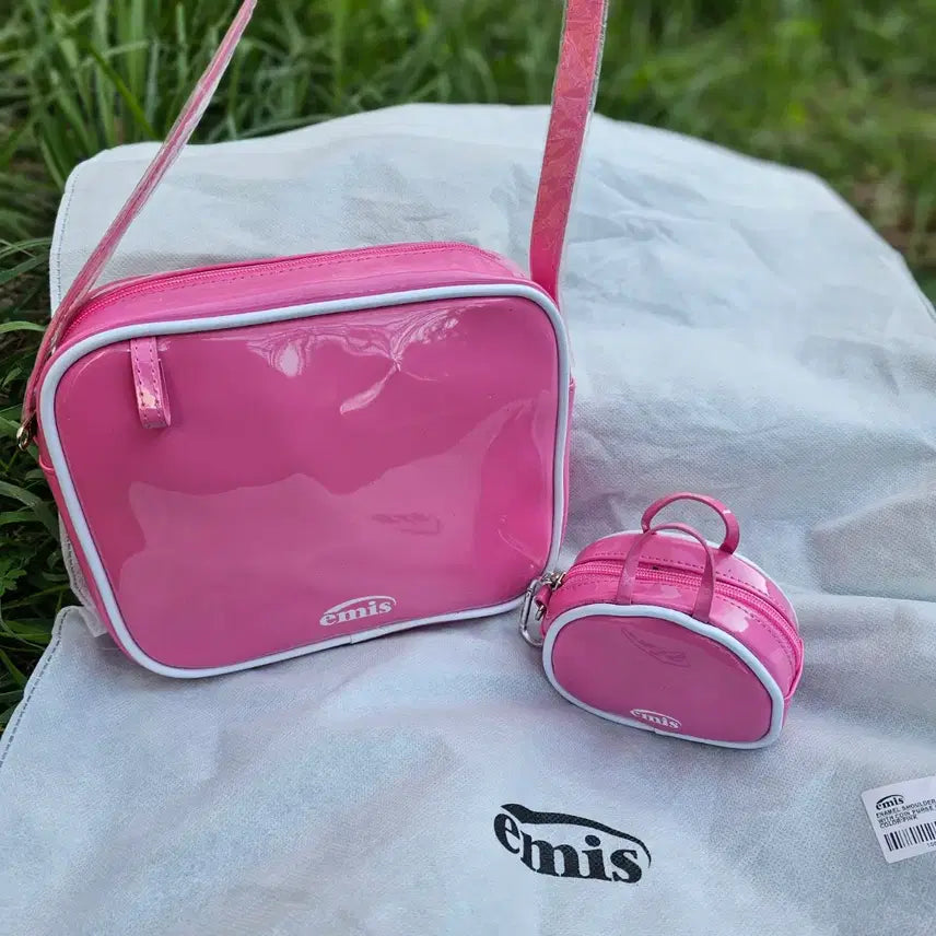 [BUNJANG] emis Shoulder Bag + Mini Pouch Set Pink / (새상품)emis 이미스 숄더백 + 미니 파우치 세트 핑크