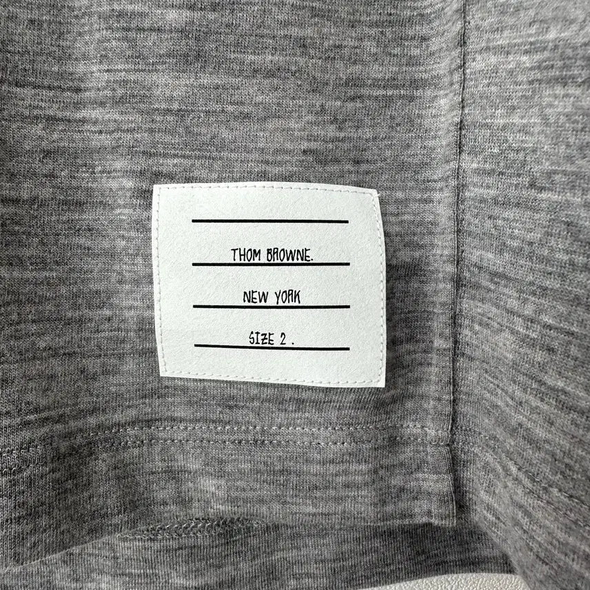 [BUNJANG] Thom Browne Striped Armband Wool Knit Short Sleeve T-Shirt Grey / [2]톰브라운 사선완장 울 니트 반팔 그레이
