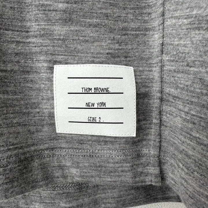[BUNJANG] Thom Browne Striped Armband Wool Knit Short Sleeve T-Shirt Grey / [2]톰브라운 사선완장 울 니트 반팔 그레이