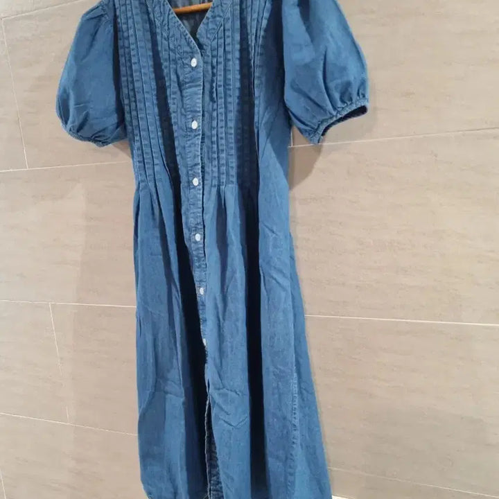 [SOLD OUT] 청 데님 퍼프 반팔  원피스