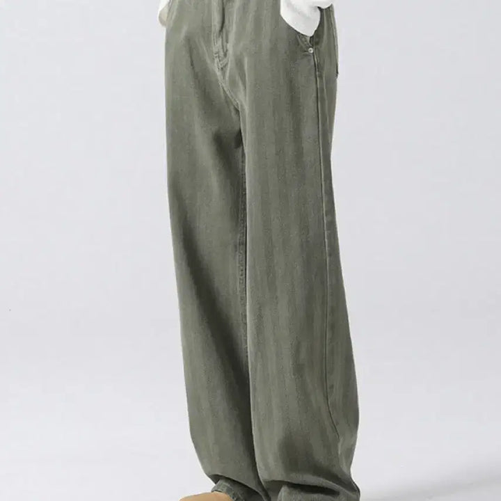 [BUNJANG] Urban Dress Herringbone Wide Pants Khaki / 어반드레스 헤링본 와이드팬츠 카키