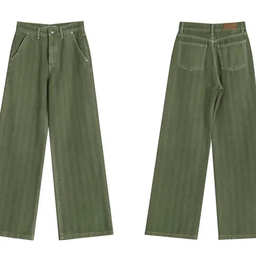 [BUNJANG] Urban Dress Herringbone Wide Pants Khaki / 어반드레스 헤링본 와이드팬츠 카키