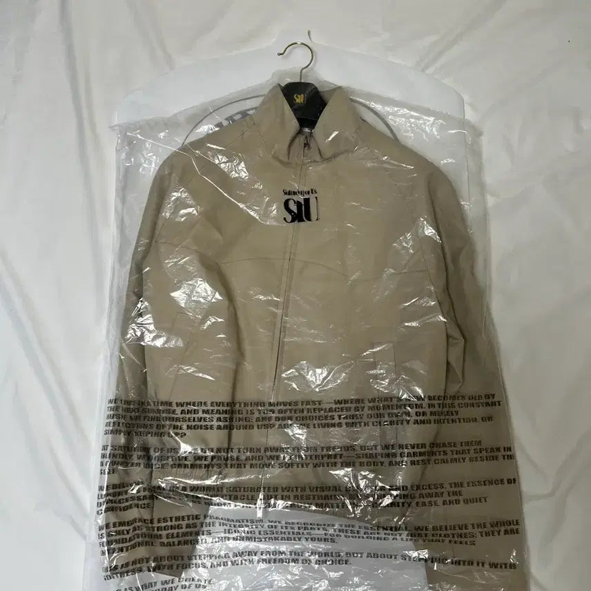 [BUNJANG] STU High Neck Zip-up Cotton Jacket - Beige L Size / STU 하이넥 집업 코튼자켓 - 베이지 L사이즈
