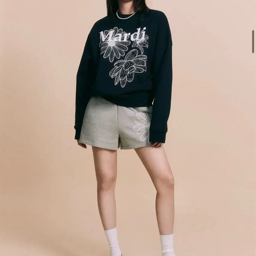 [BUNJANG] Mardi Mercredi Flower Navy Sweatshirt Set / 마르디 메크르디 플라워 네이비 맨투맨 세트