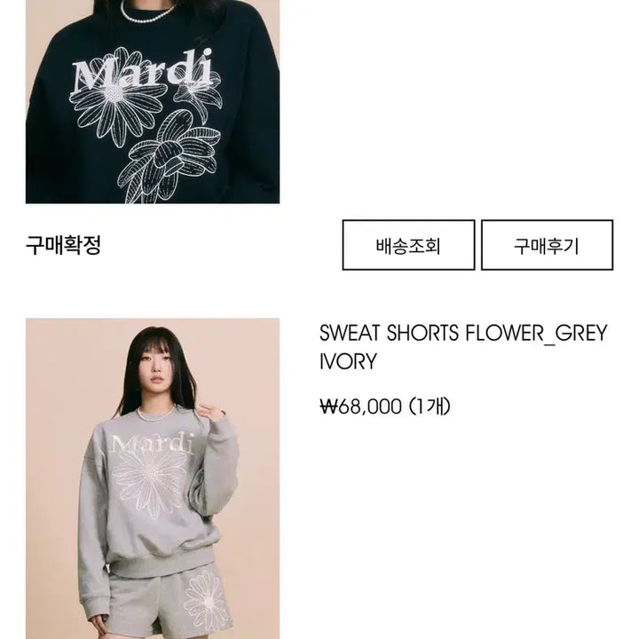 [BUNJANG] Mardi Mercredi Flower Navy Sweatshirt Set / 마르디 메크르디 플라워 네이비 맨투맨 세트