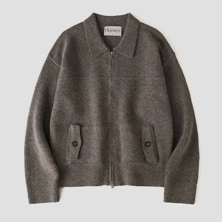 [BUNJANG] Hubs Wool Knit Blouson Jacket [Mud] (L) / (L) 후브스 울 니트 블루종자켓 [머드]