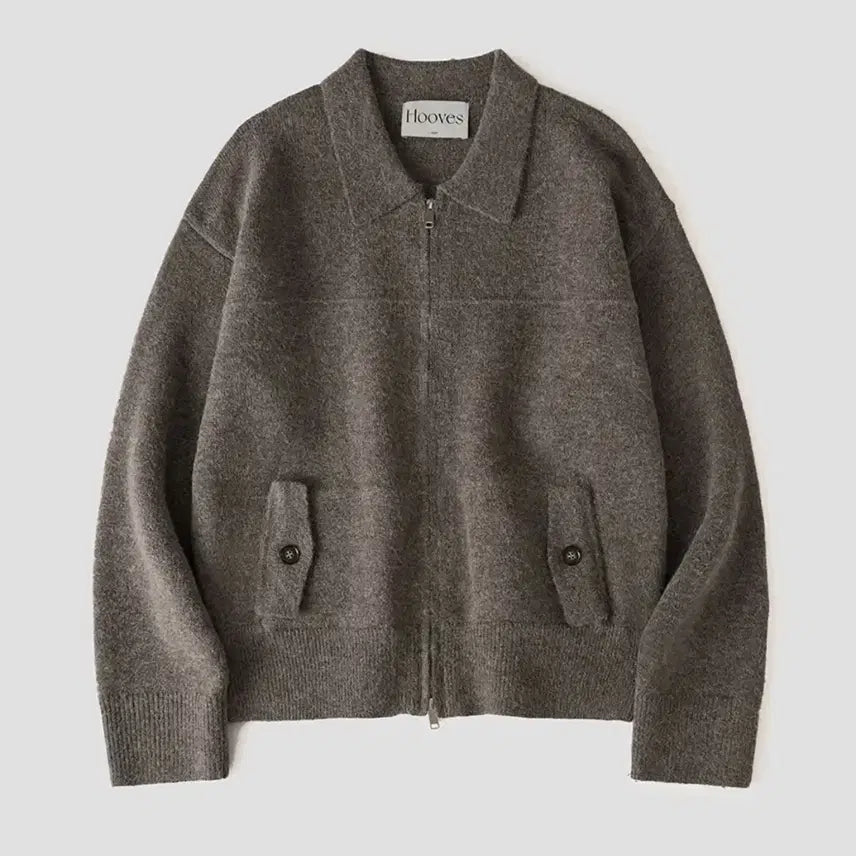 [BUNJANG] Hubs Wool Knit Blouson Jacket [Mud] (L) / (L) 후브스 울 니트 블루종자켓 [머드]