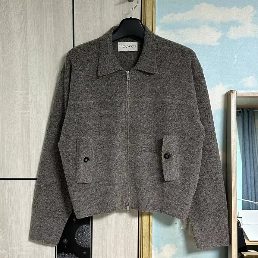 [BUNJANG] Hubs Wool Knit Blouson Jacket [Mud] (L) / (L) 후브스 울 니트 블루종자켓 [머드]