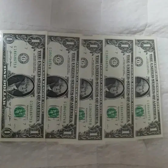 [BUNJANG] United States One Dollar Bills (5 pcs) / 미국 1달러 지폐 5장