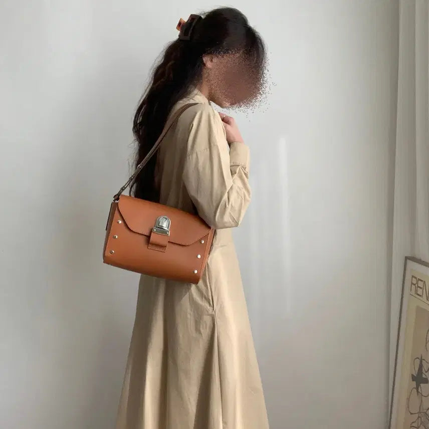 [BUNJANG] MM6 Maison Margiela Camel Leather Shoulder Bag / MM6 메종마르지엘라 카멜 가죽 숄더백