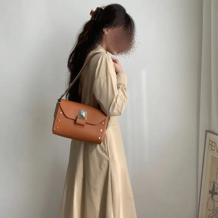 [BUNJANG] MM6 Maison Margiela Camel Leather Shoulder Bag / MM6 메종마르지엘라 카멜 가죽 숄더백