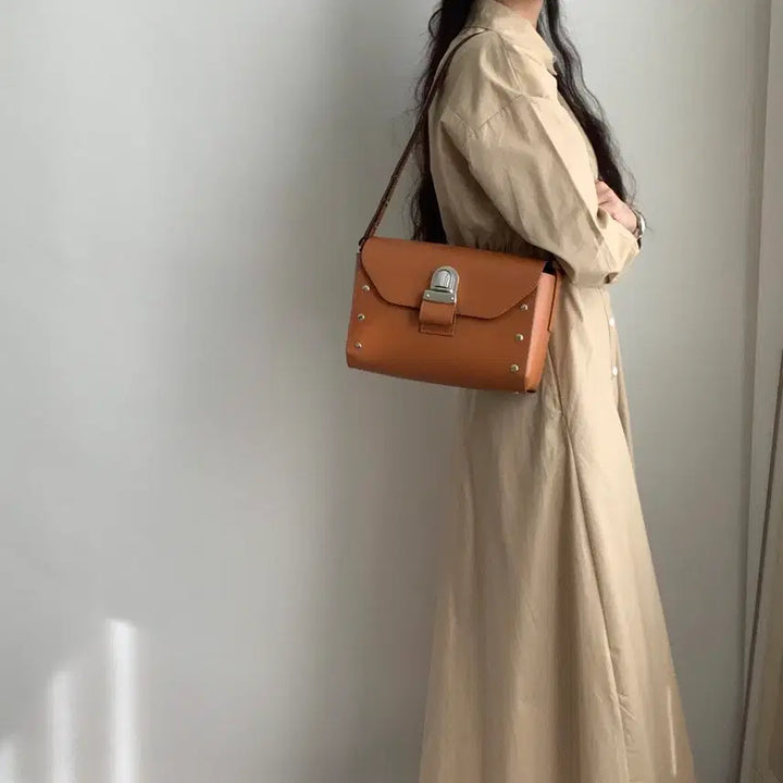 [BUNJANG] MM6 Maison Margiela Camel Leather Shoulder Bag / MM6 메종마르지엘라 카멜 가죽 숄더백