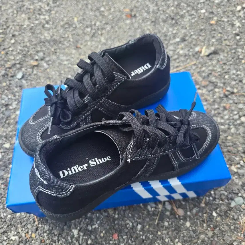 [BUNJANG] D.FERSHO Two-Tone Black Denim Sneakers (225) / 디퍼슈 투톤 블랙 데님 스니커즈 225