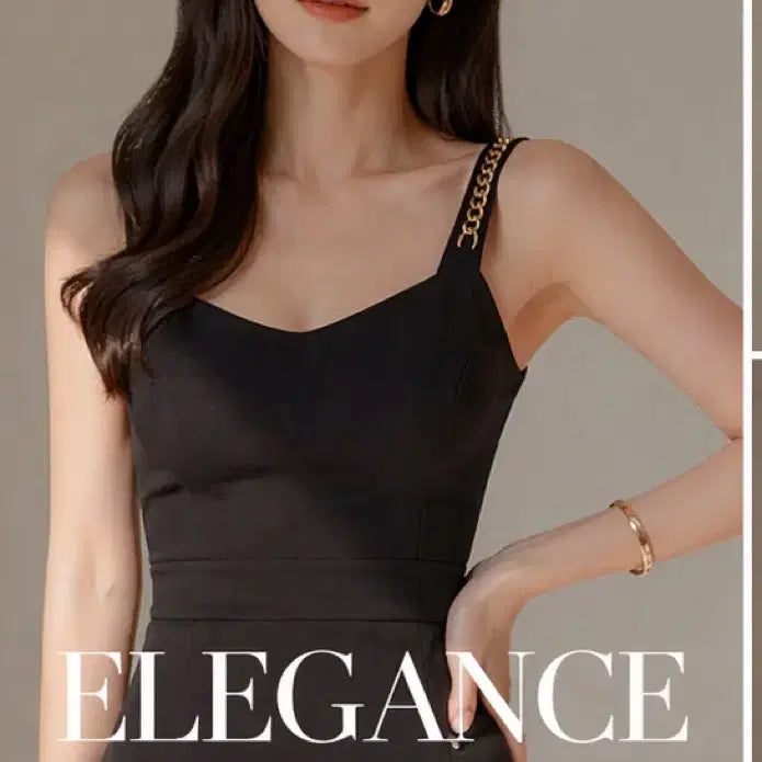 [BUNJANG] Elegant Midi Dress with Gold Chain Detail / [새상품] 고급 섹시 미디 원피스 어깨 금찌 포인트 몸매보정 최고!