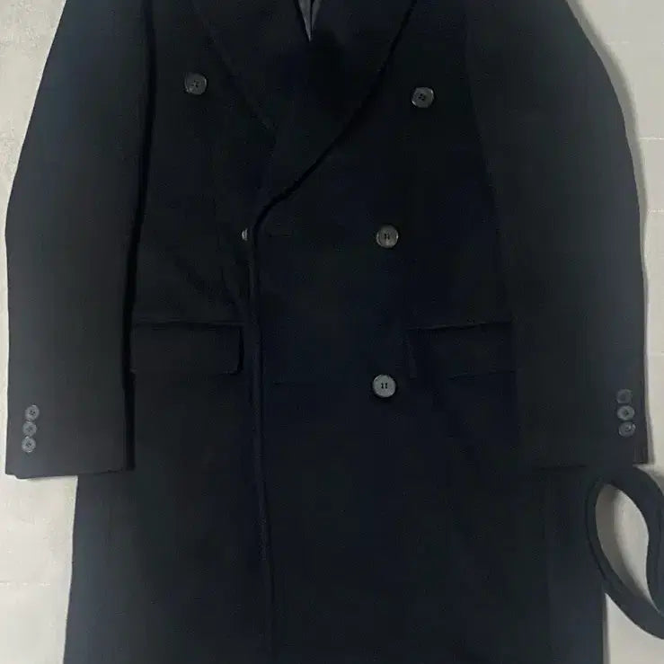 [BUNJANG] Tony Wek Black Double Breasted Belted Coat M / 토니웩 블랙 더블 브레스티드 벨티드 코트 m