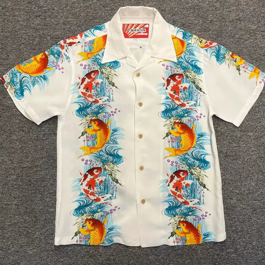 [BUNJANG] Houston Koi Fish Print Rayon Shirt / [95] HOUSTON 잉어 프린팅 레이온 셔츠