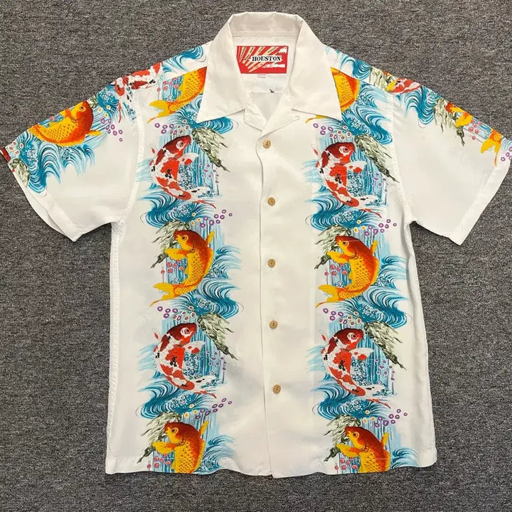 [BUNJANG] Houston Koi Fish Print Rayon Shirt / [95] HOUSTON 잉어 프린팅 레이온 셔츠