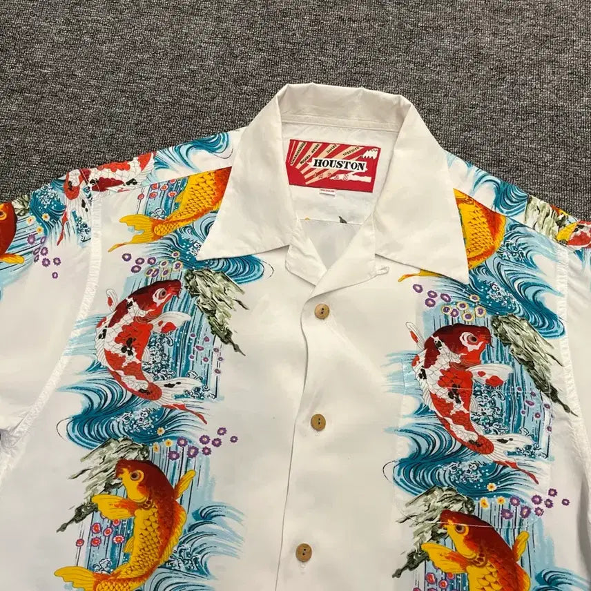 [BUNJANG] Houston Koi Fish Print Rayon Shirt / [95] HOUSTON 잉어 프린팅 레이온 셔츠