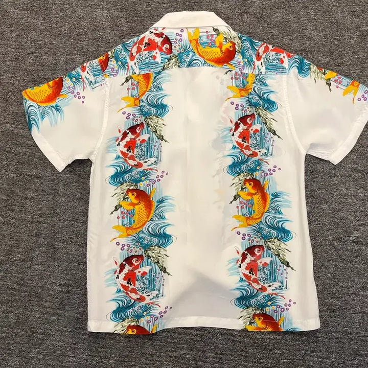 [BUNJANG] Houston Koi Fish Print Rayon Shirt / [95] HOUSTON 잉어 프린팅 레이온 셔츠