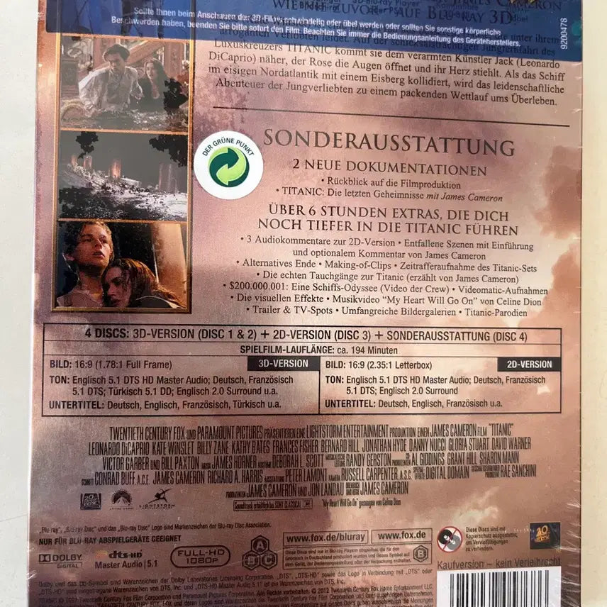 [BUNJANG] Titanic German Lenticular Blu-ray Steelbook 3D+2D / (미개봉)타이타닉 독일판 렌티큘러 블루레이 스틸북3D+2D
