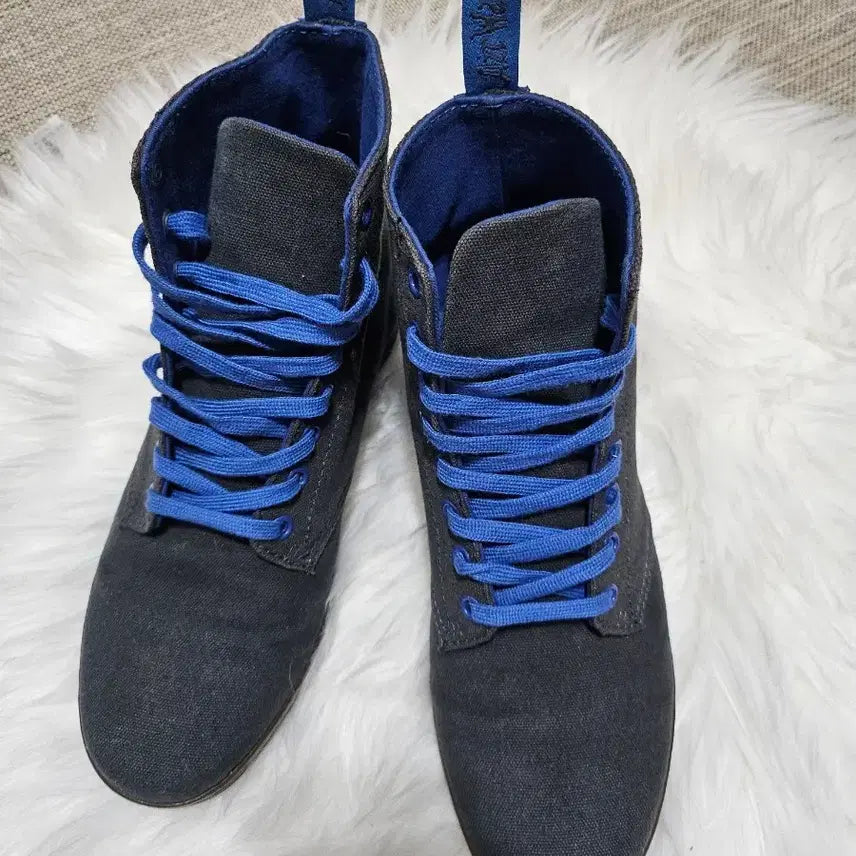 [BUNJANG] Dr. Martens Denim Canvas Boots / 닥터마틴 스타일 데님 캔버스 부츠 블루 레이스