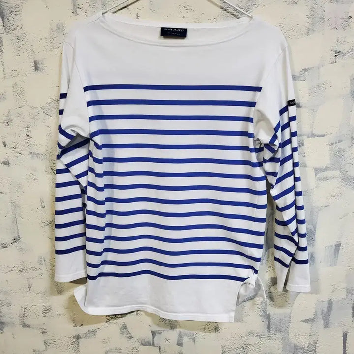 [BUNJANG] Saint James White and Blue Stripe Long Sleeve T-Shirt XS / 세인트제임스 흰파 스트라이프 긴팔티 xs