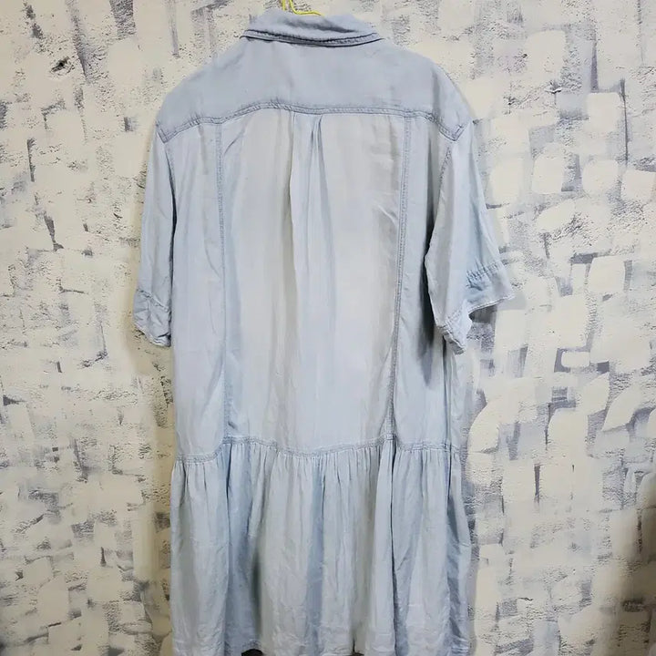 [SOLD OUT] 써스데이아일랜드 린넨 데님 반팔 롱 원피스 s