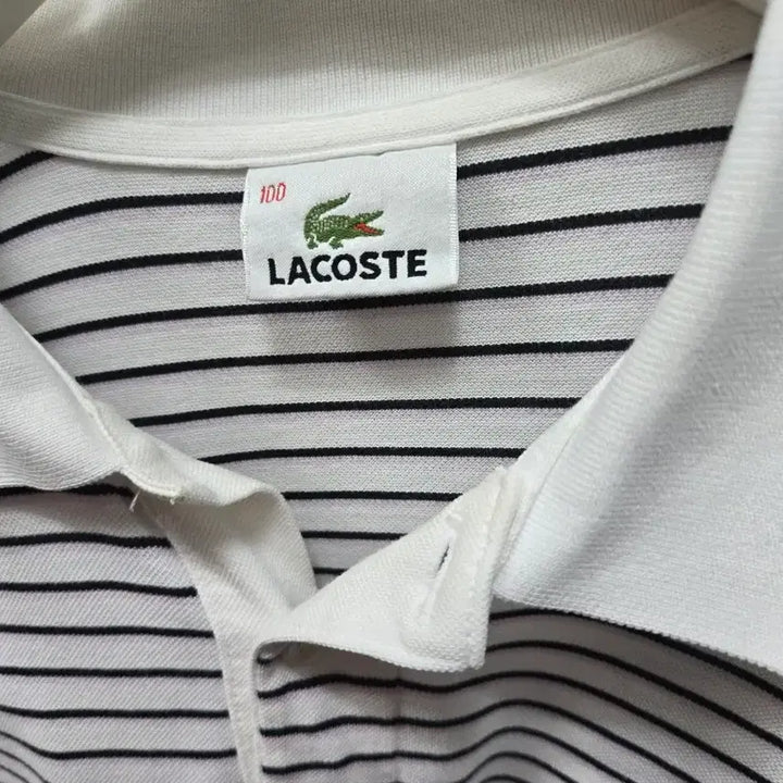 [BUNJANG] Lacoste Striped Short Sleeve Polo Shirt Size 100 / (1268)라코스테 스트라이프 반팔 폴로티100