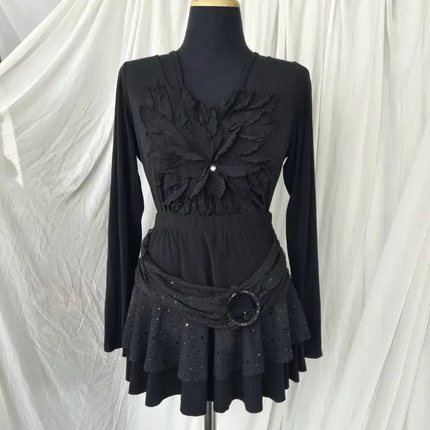 [BUNJANG] Unbranded Layered Sequin Skirt L / 국내제작 큐빅 스팽글 레이어드 스커트 L