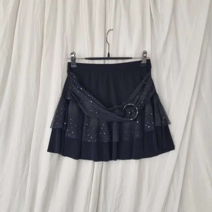[BUNJANG] Unbranded Layered Sequin Skirt L / 국내제작 큐빅 스팽글 레이어드 스커트 L