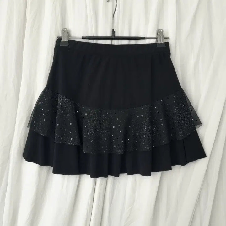 [BUNJANG] Unbranded Layered Sequin Skirt L / 국내제작 큐빅 스팽글 레이어드 스커트 L