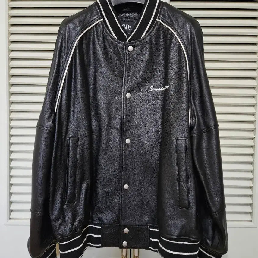 [BUNJANG] ZARA Buffalo Leather Varsity Jacket / 자라 버팔로 소가죽 바시티 자켓 ZARA 스타디움 야구점퍼 105 110
