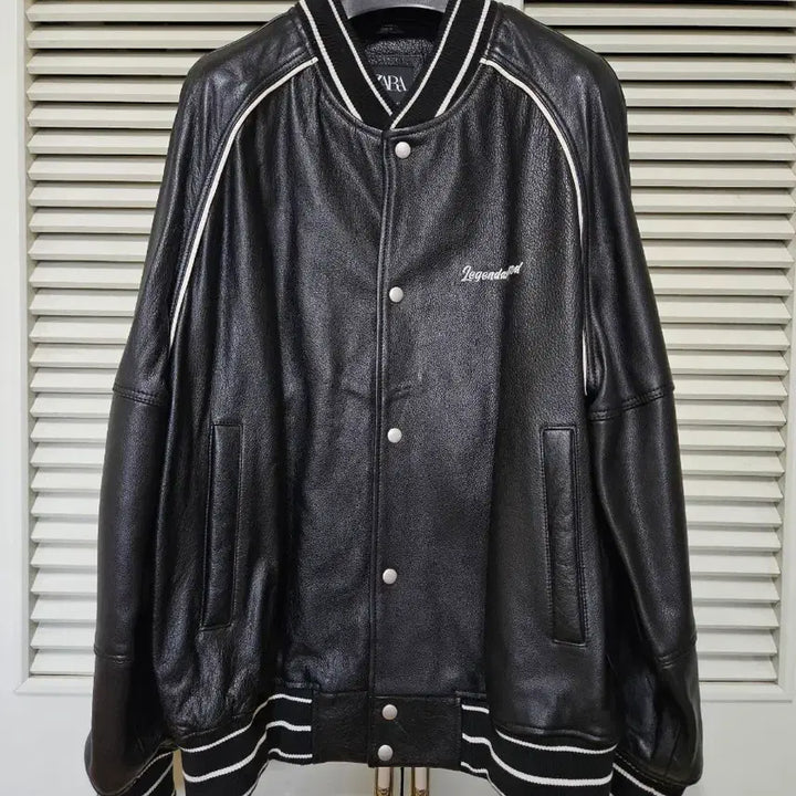 [BUNJANG] ZARA Buffalo Leather Varsity Jacket / 자라 버팔로 소가죽 바시티 자켓 ZARA 스타디움 야구점퍼 105 110
