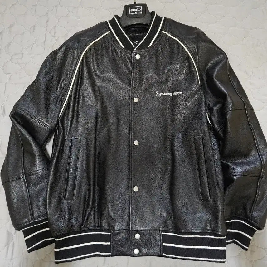 [BUNJANG] ZARA Buffalo Leather Varsity Jacket / 자라 버팔로 소가죽 바시티 자켓 ZARA 스타디움 야구점퍼 105 110