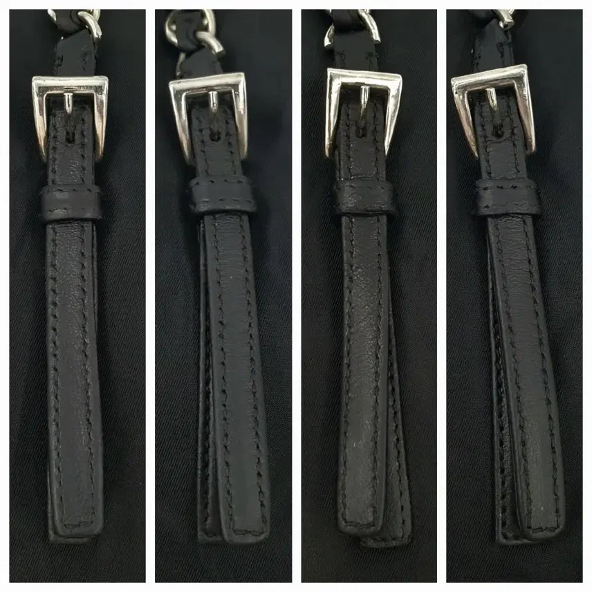 [SOLD OUT] 프라다 삼각로고 은장 체인 블랙 숄더백